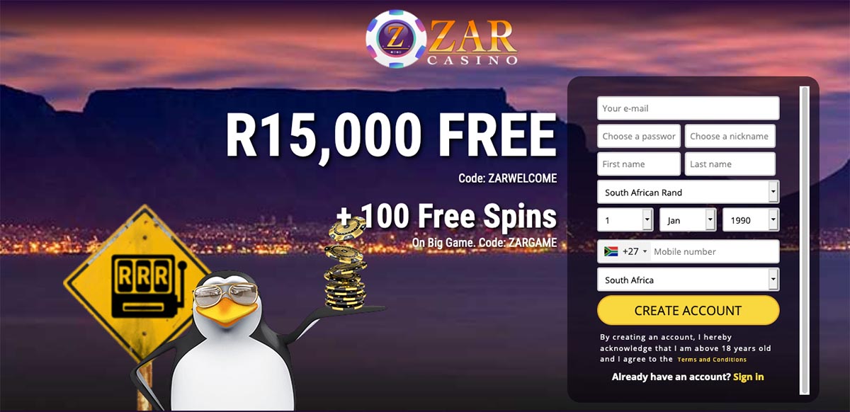 new zar casino bonus codes