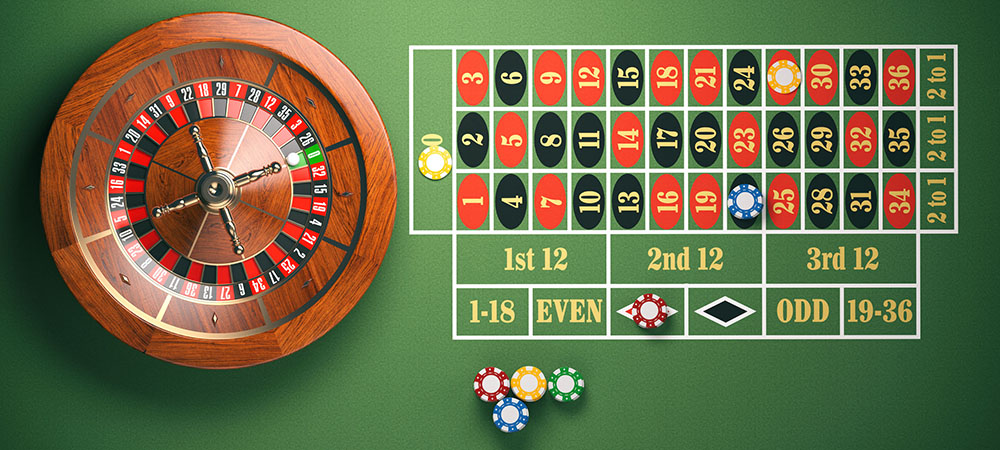 Roulette wheel and table